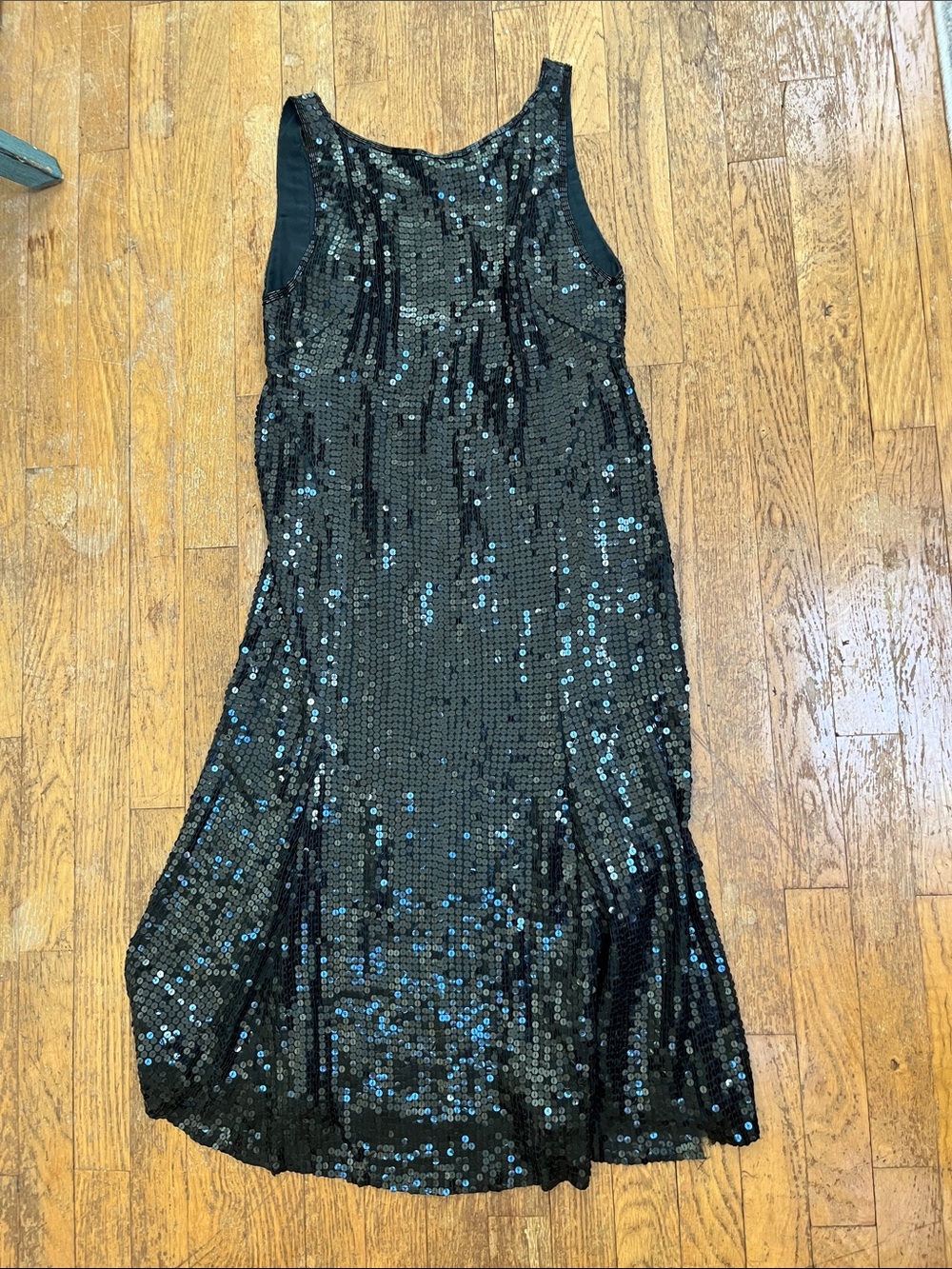 Vintage Medium Black Sequin Sleeveless Evening Dress